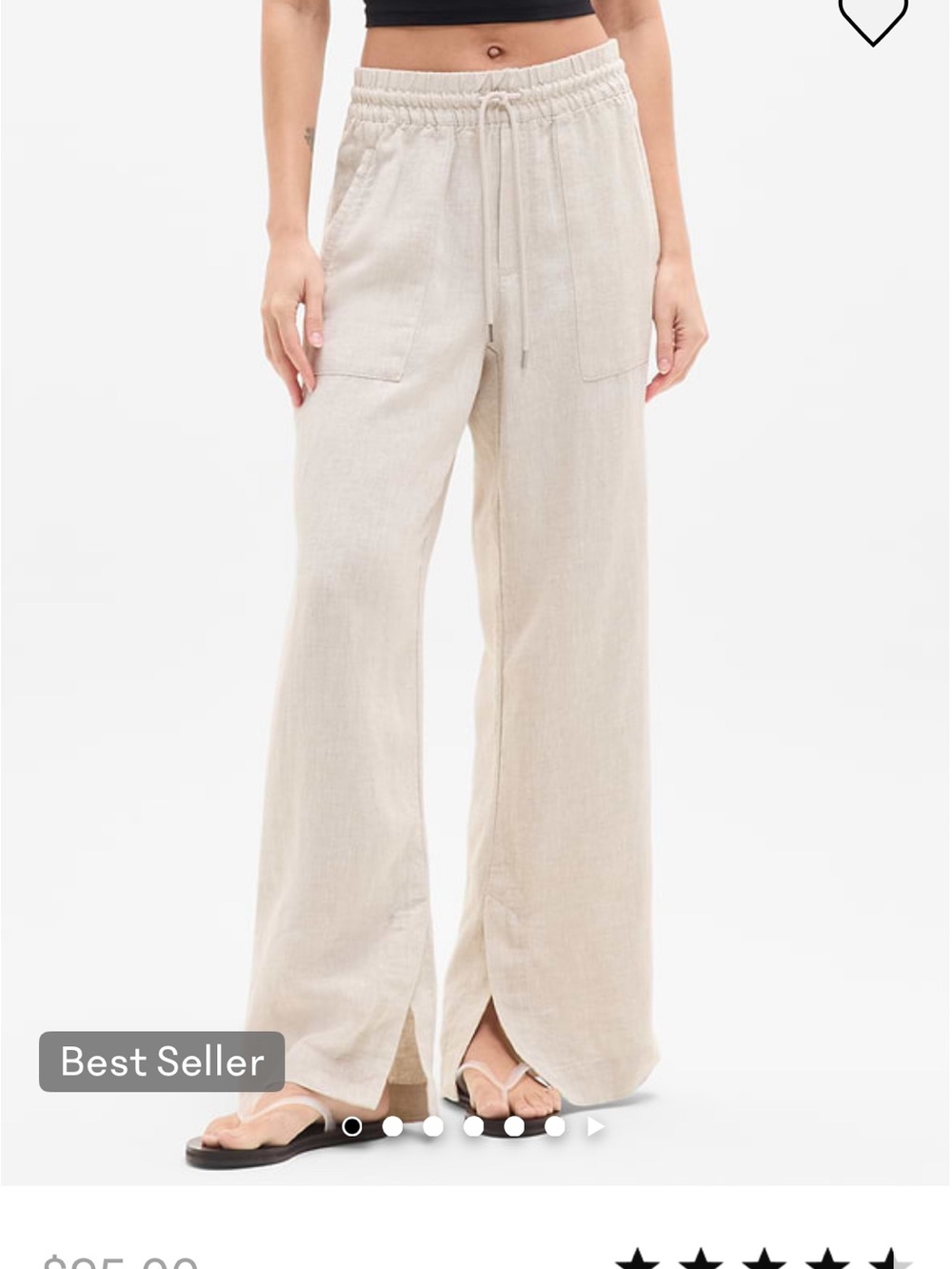 Athleta women Linen-Blend Drawstring Pants in Cream